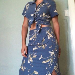 Floral Silk Skirt/Shirt Combo